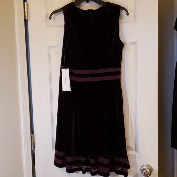 Calvin Klein Purple Velvet Sleeveless Petite Dress - Picture 7 of 7